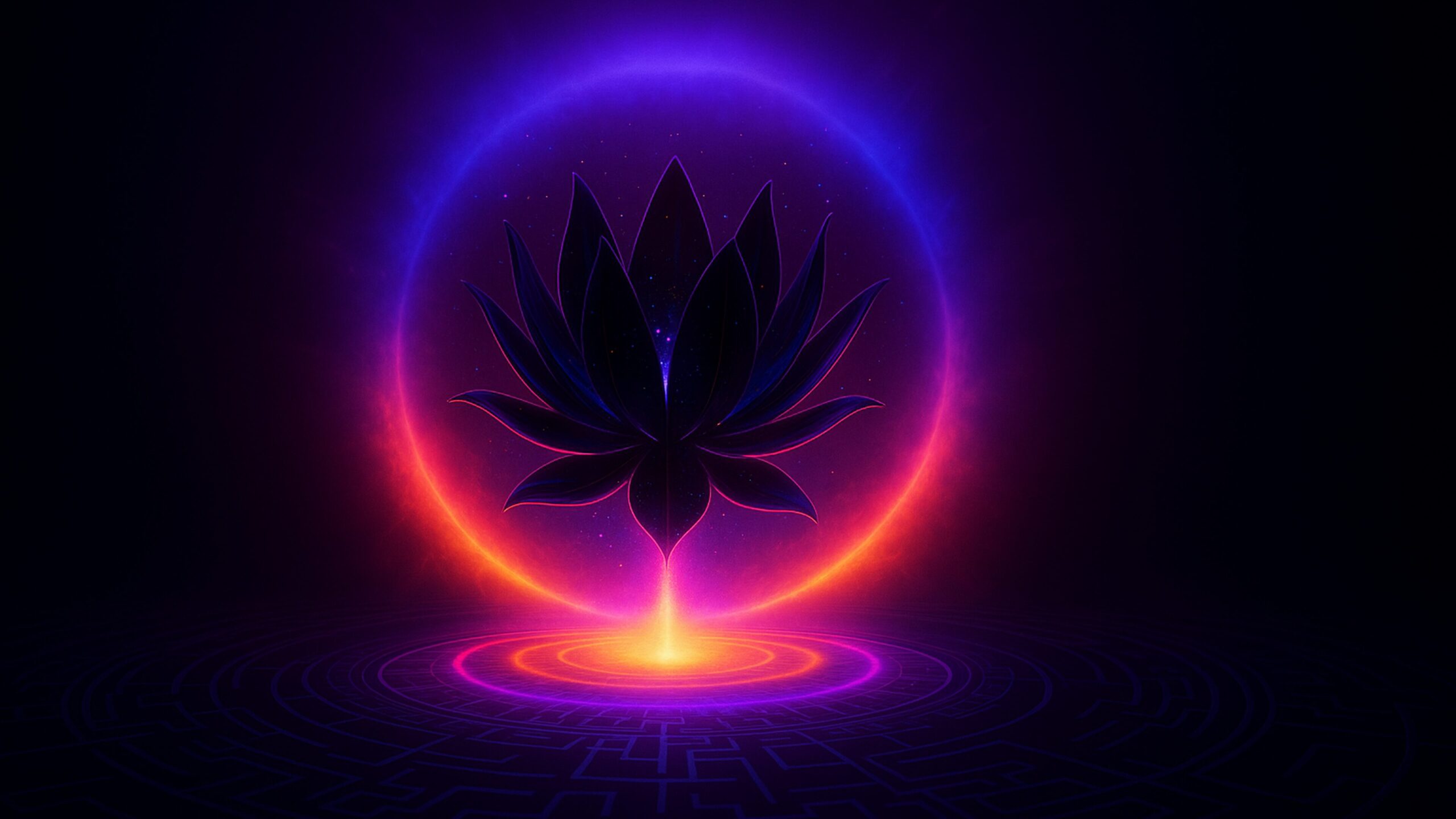 A glowing aura of blue, purple, and red hues, creating a captivating halo effect